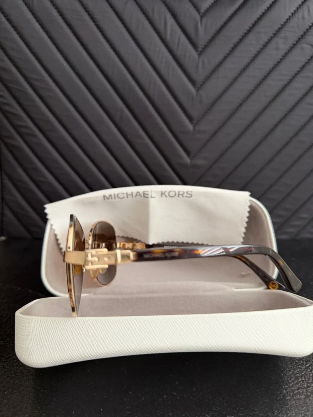 Michael Kors Gold Frame Brown Lens Women’s Sunglasses - Picture 3 of 4